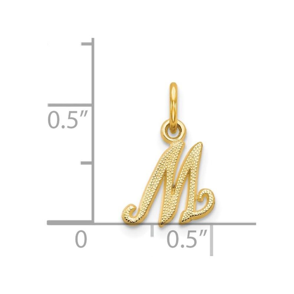 14k Yellow Gold Script Letter M Initial Charm - image 4